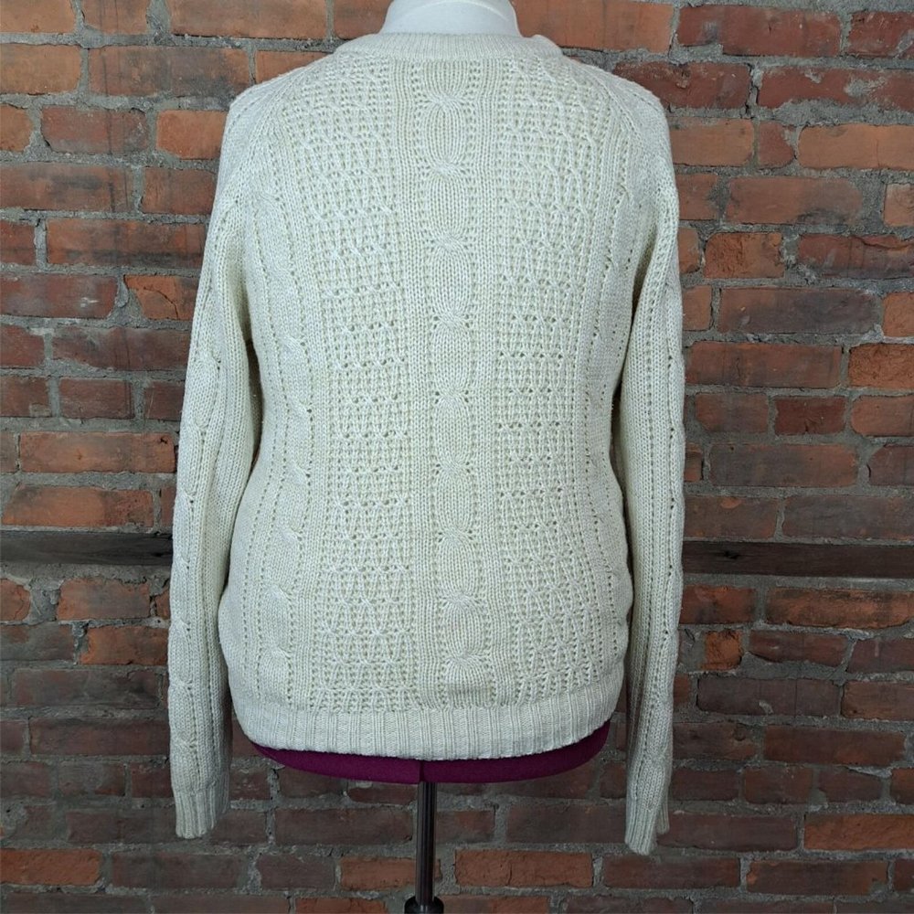 Vintage John Wanamaker Mens Sweater Fisherman Cable Knit Ivory Size L